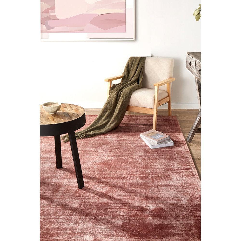 Joy Blush Rug featuring modern design in blush pink, rose and mauve on soft pink background, machine-woven polyester