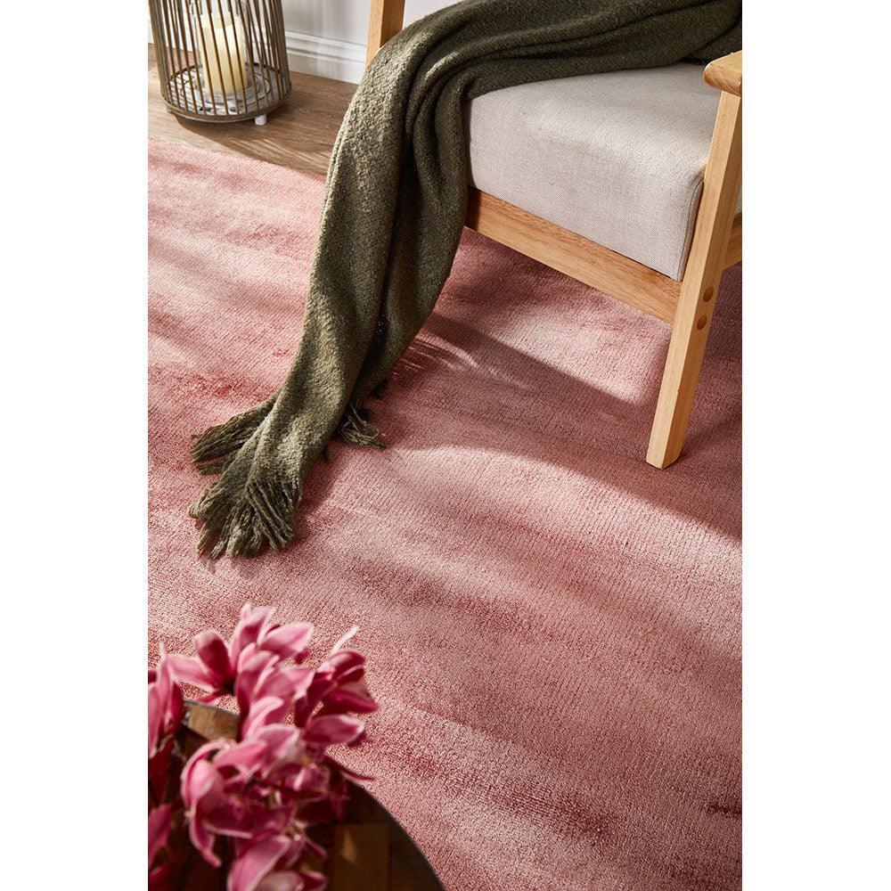 Joy Blush Rug featuring a modern gradient in blush pink and rose on a soft pink background, hand-tufted wool