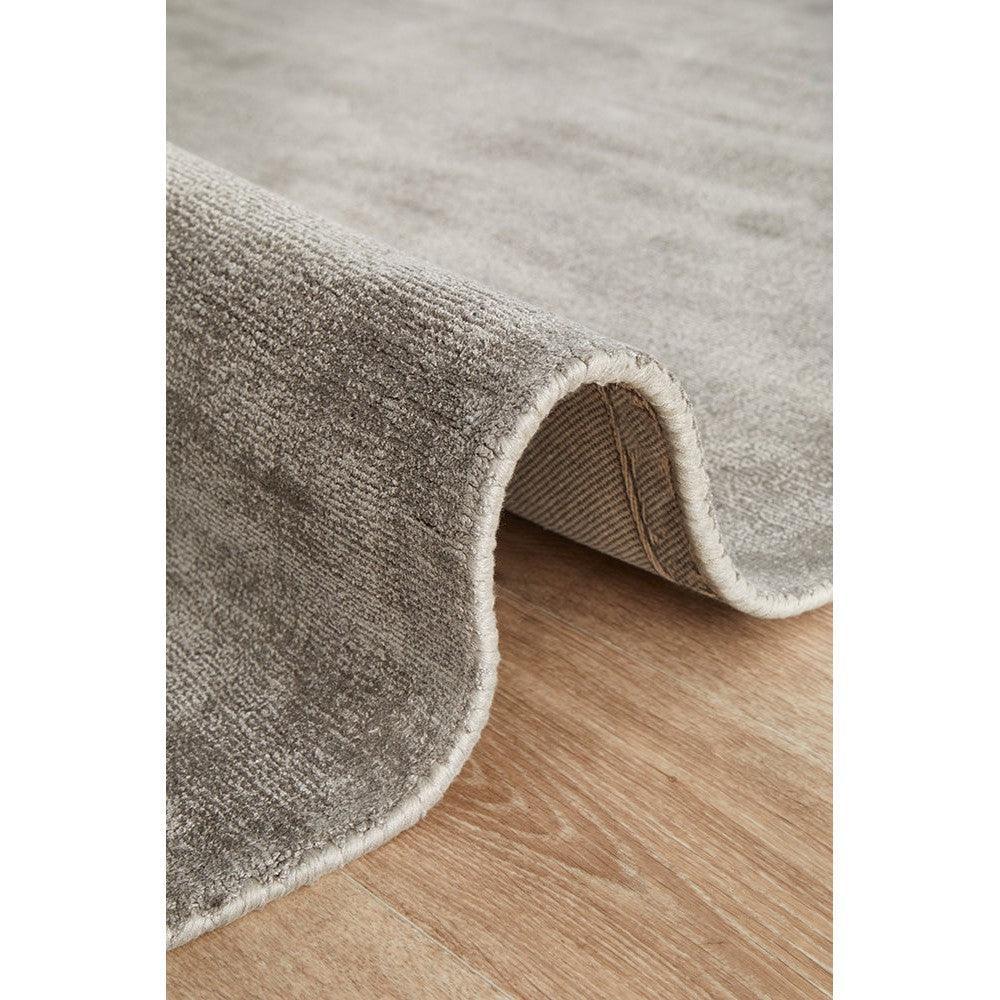 Joy Grey Rug Bliss Collection featuring soft grey gradient in grey/ivory on light backing, machine-made polypropylene