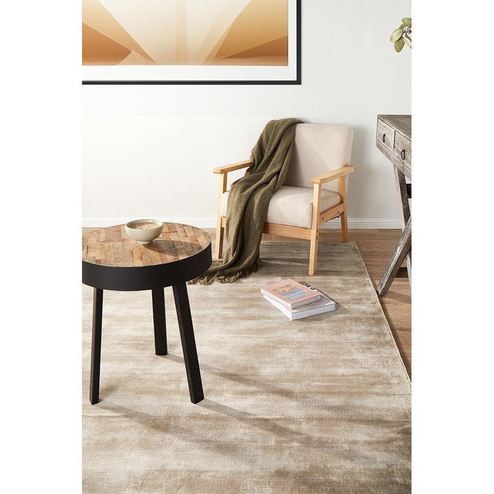Joy Silver Rug featuring solid texture in silver, ivory and beige on cream background, machine-made wool