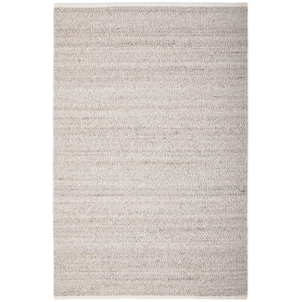 Boucle Natural Rug featuring boucle texture in cream, beige and taupe on ivory background, hand-woven wool