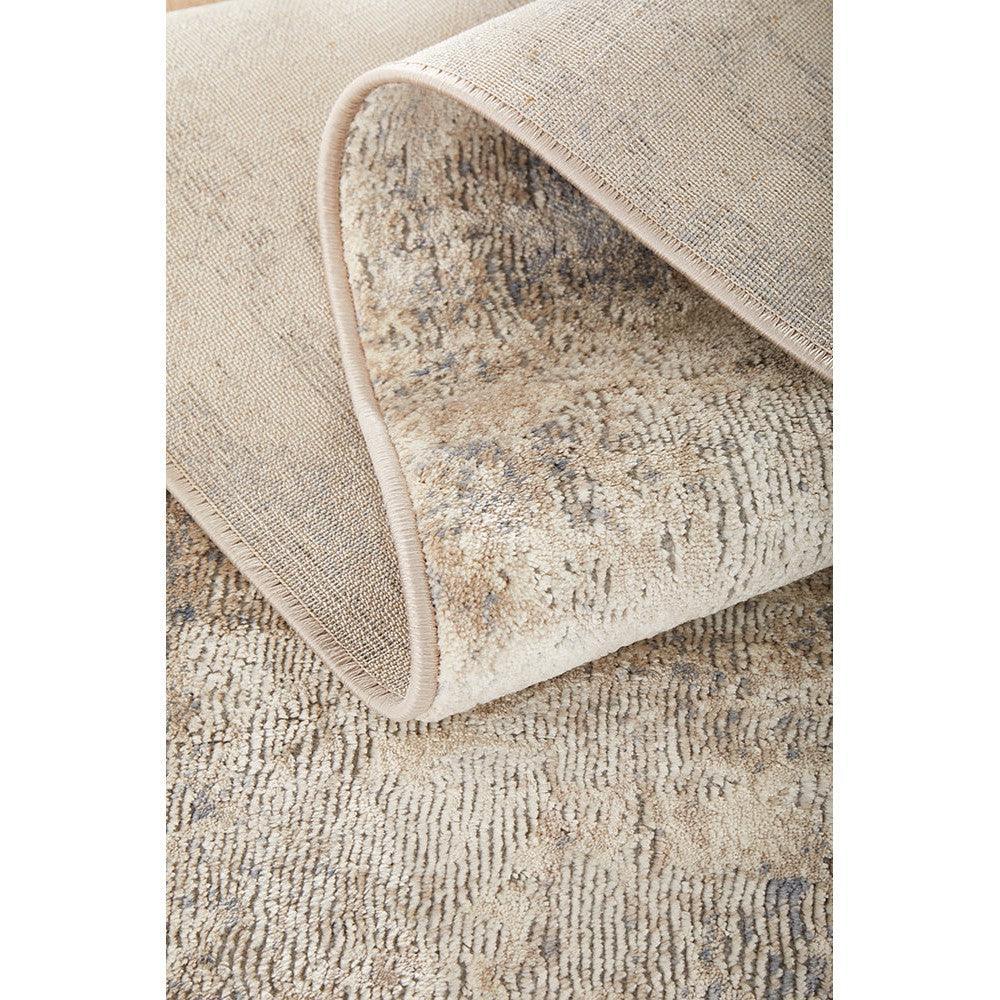 Bronte Aldo Sky Runner Rug featuring abstract textured stripe in ivory, cream, taupe on beige, hand-tufted wool
