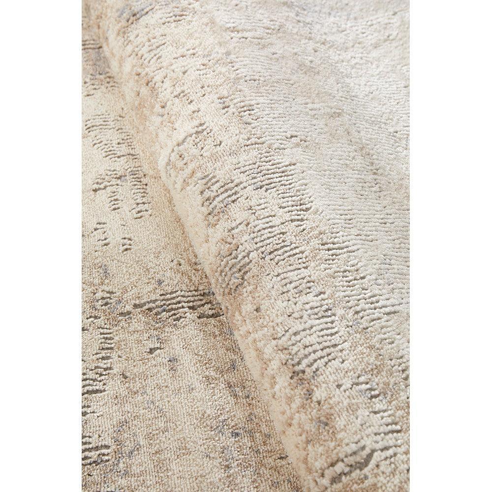 Bronte Aldo Sky Runner Rug featuring textured shaggy pattern in cream, beige and taupe on ivory background, hand-tufted wool