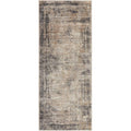 Bronte Ceasar Manor Runner featuring distressed abstract pattern in beige, taupe and charcoal on light ivory background, machine-made polyester