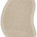 Cleo Beige Rug featuring solid oval curve design in beige and cream on light ivory background, hand-tufted wool
