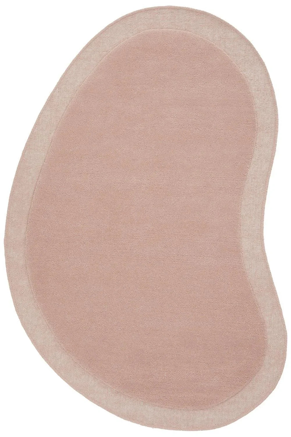 Cleo Blush Rug featuring curved oval design in blush pink and pale pink borders on light blush background, hand-tufted wool