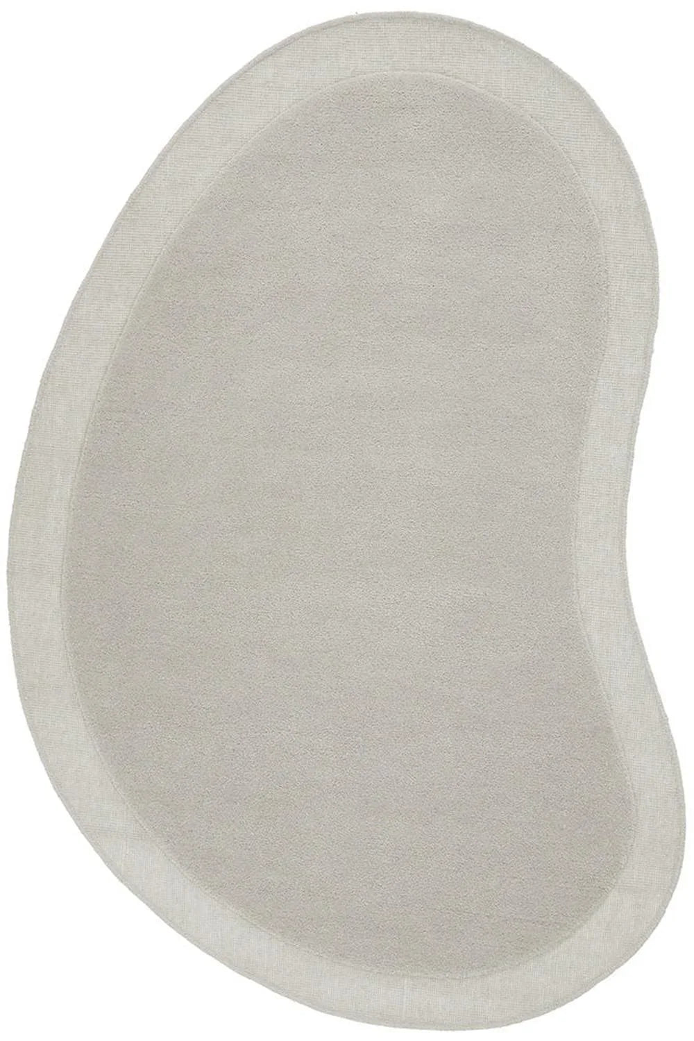 Cleo Dove Rug featuring soft curved oval design in dove grey, cream and ivory on ivory background, machine-made synthetic fibres