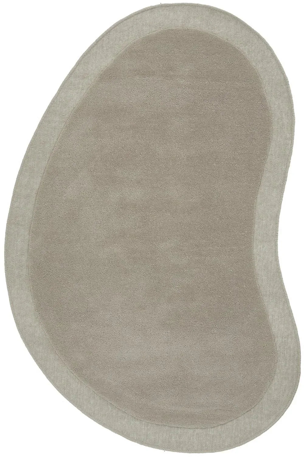 Cleo Latte Rug featuring a soft curved oval design in latte beige and sand tones on pale beige background, hand-tufted wool