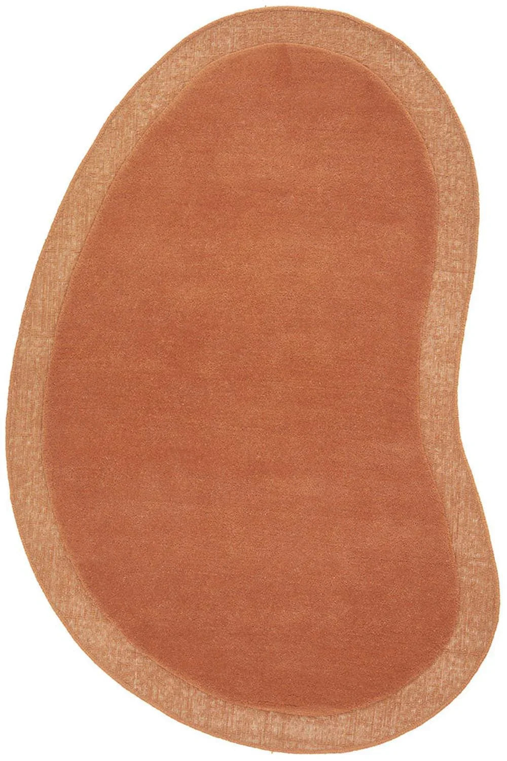 Cleo Spice Rug featuring an oval solid field in terracotta with a lighter border on white background, construction: not specified; material: not specified