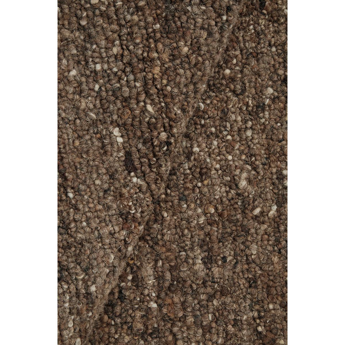 Conscious Loom Embrace Brown Runner Rug featuring boucle texture in chocolate brown, taupe, cream on brown, loomed wool