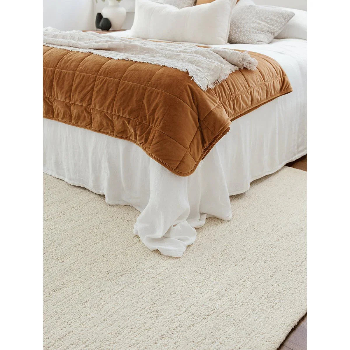 Conscious Loom Embrace Cream Rug featuring solid textured pile in cream on light beige carpet, construction unknown material unknown