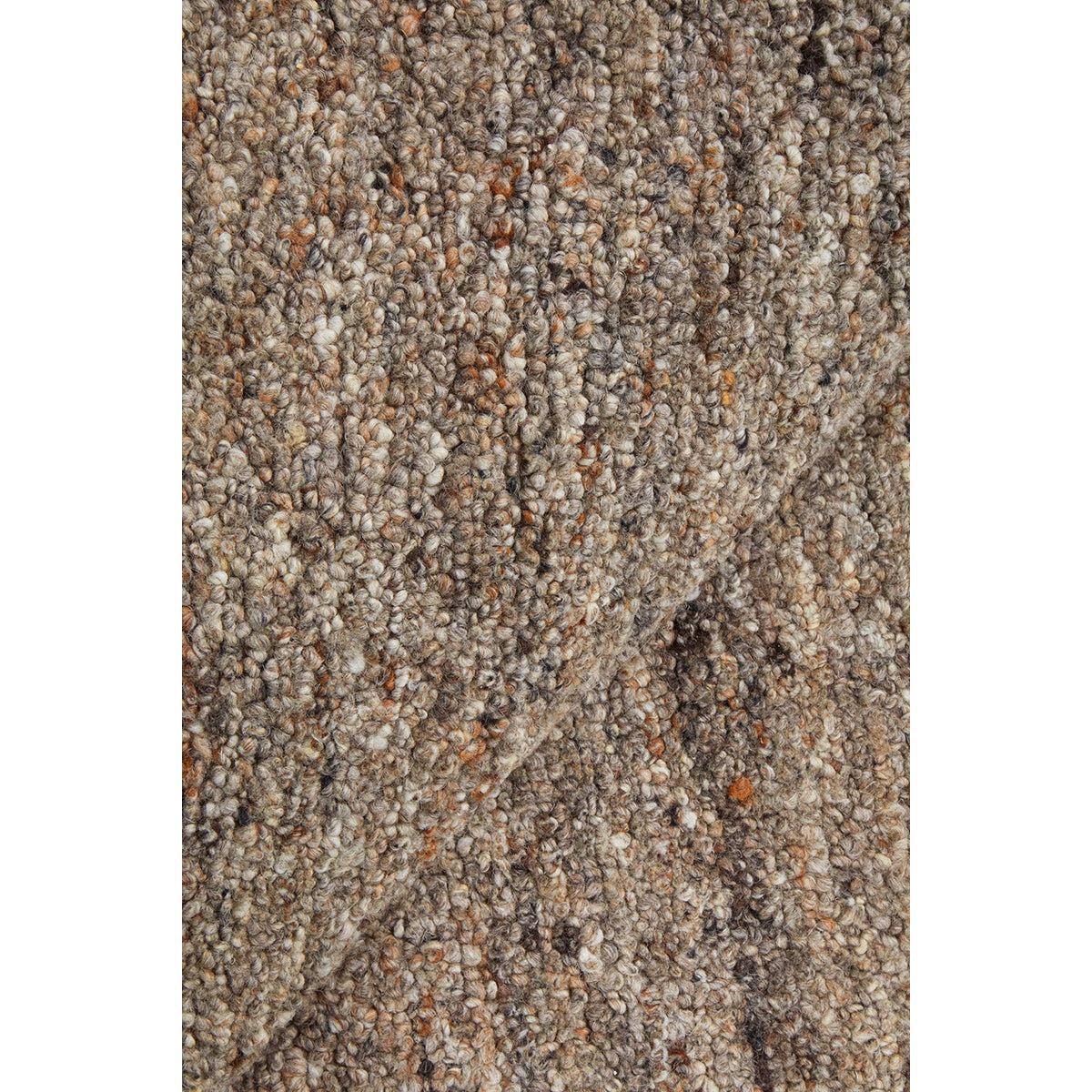 Conscious Loom Embrace Stone Runner Rug with bouclé texture in taupe, beige, grey on white background, handwoven wool