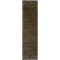 Conscious Loom Kinship Bear Brown Runner Rug featuring textured pattern in dark brown and chestnut on white background, hand-tufted wool