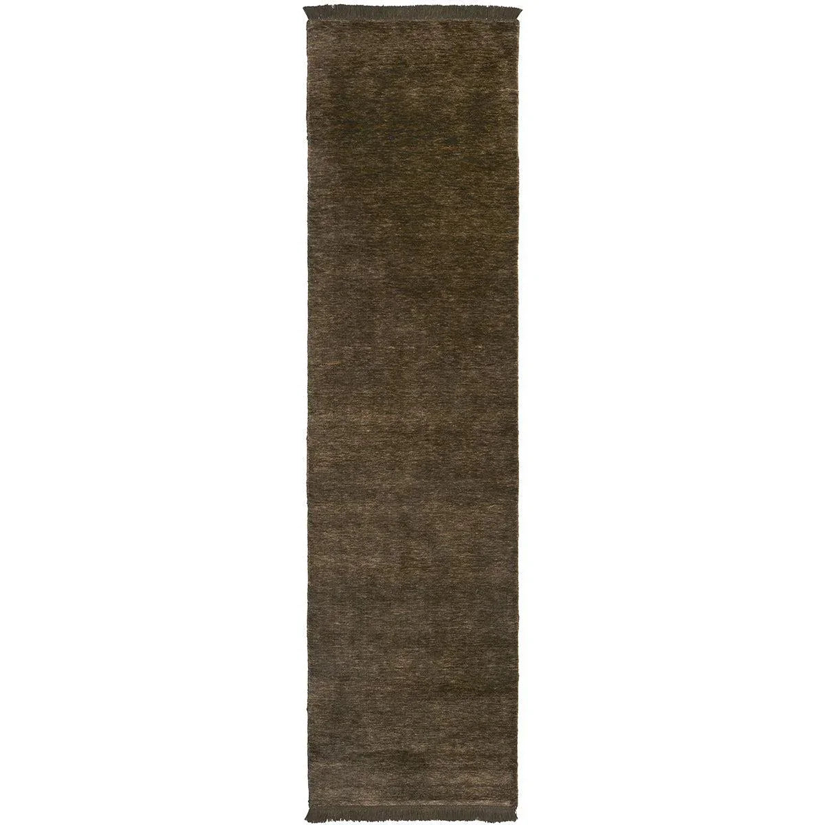 Conscious Loom Kinship Bear Brown Rug featuring dark chocolate brown, espresso brown and cocoa brown on white background, hand-tufted wool
