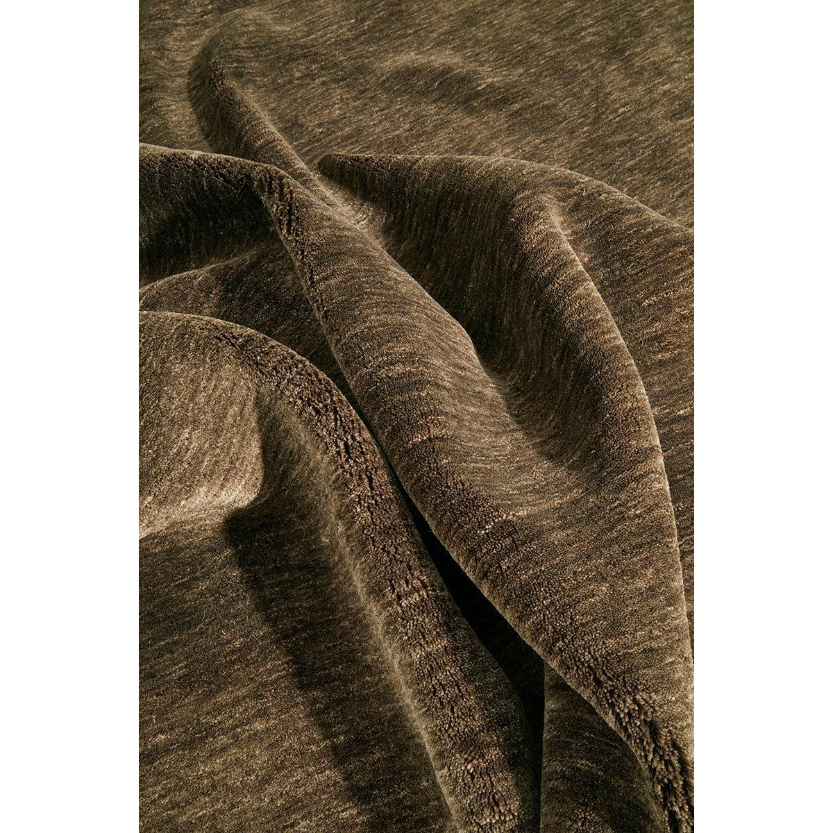 Conscious Loom Kinship Bear Brown Rug solid textured design in dark chocolate brown, taupe on white hand-tufted wool