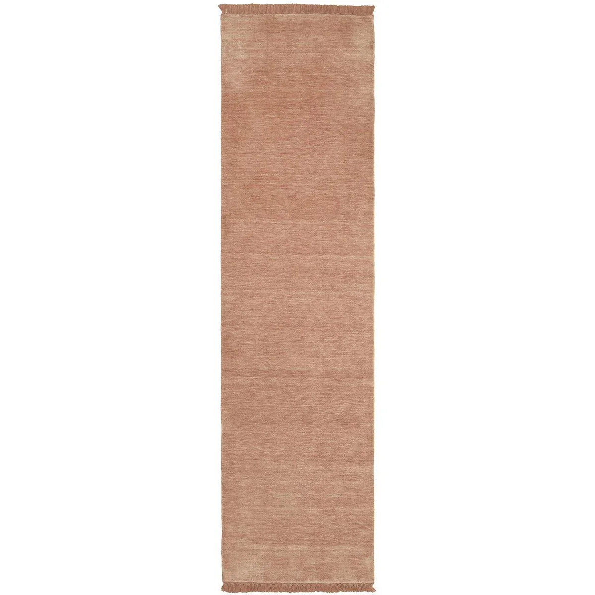 Conscious Loom Kinship Blush Pink Rug featuring solid colour design in blush pink on white background, loomed wool