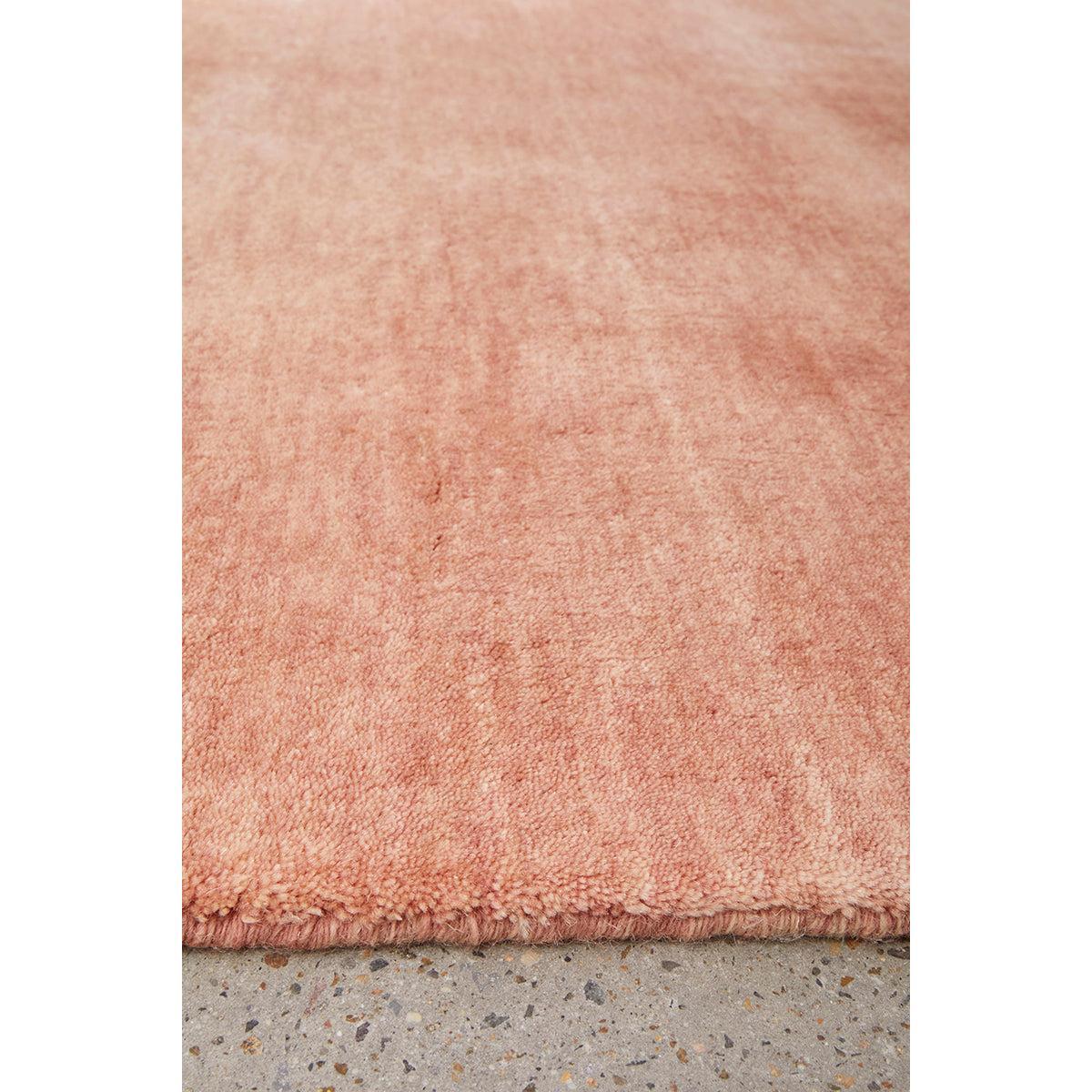 Conscious Loom Kinship Blush Pink Runner Rug featuring solid blush pink on light grey terrazzo background, hand-tufted wool