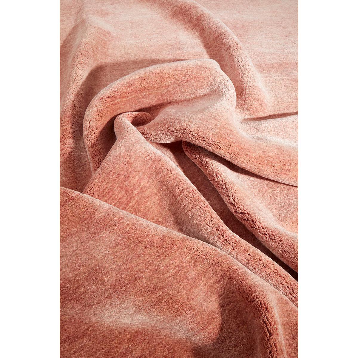 Conscious Loom Kinship Blush Pink Rug featuring plush texture in blush, rose and dusty pink on white, hand-tufted wool