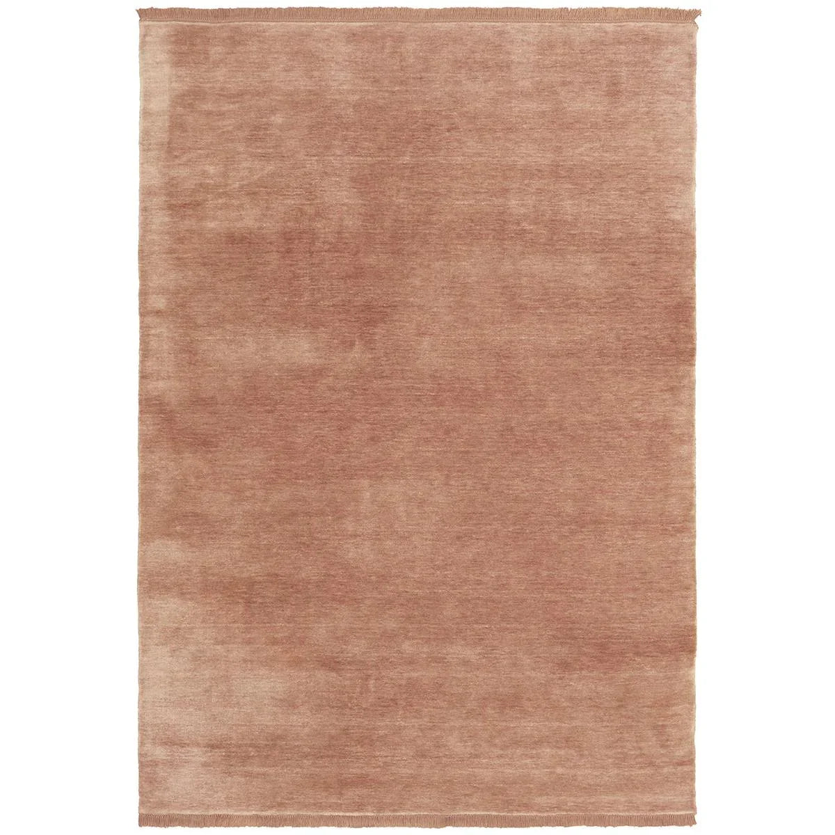 Conscious Loom Kinship Blush Pink Rug featuring solid blush, rose and peach tones on white background, hand-tufted wool