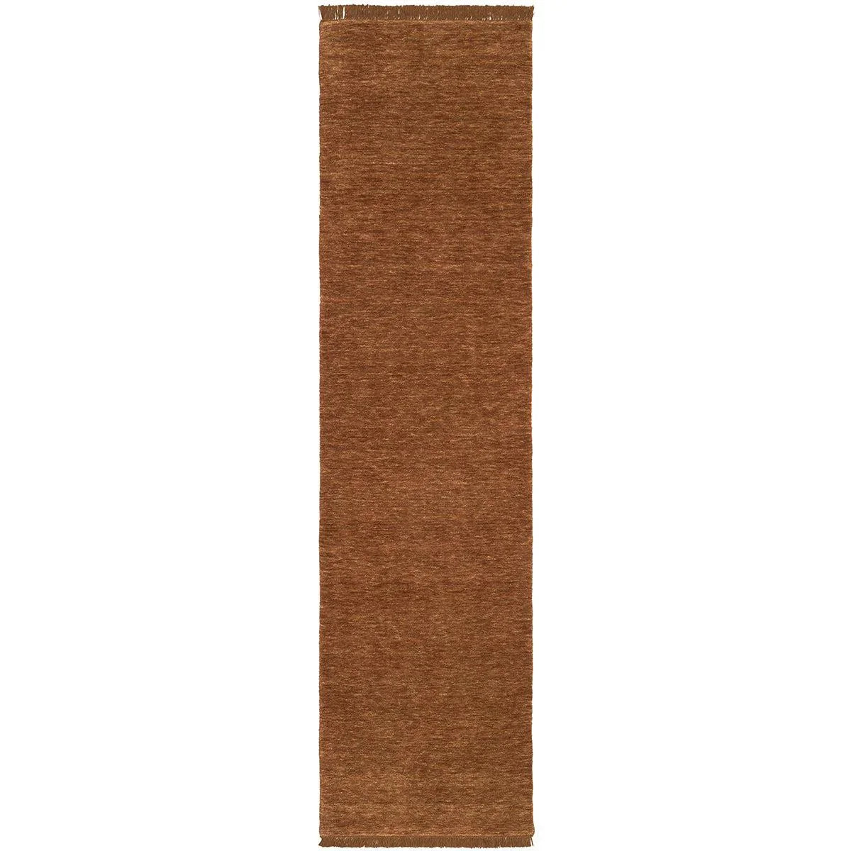 Conscious Loom Kinship Caramel Rug featuring solid-textured weave in caramel brown on white, hand-loomed wool