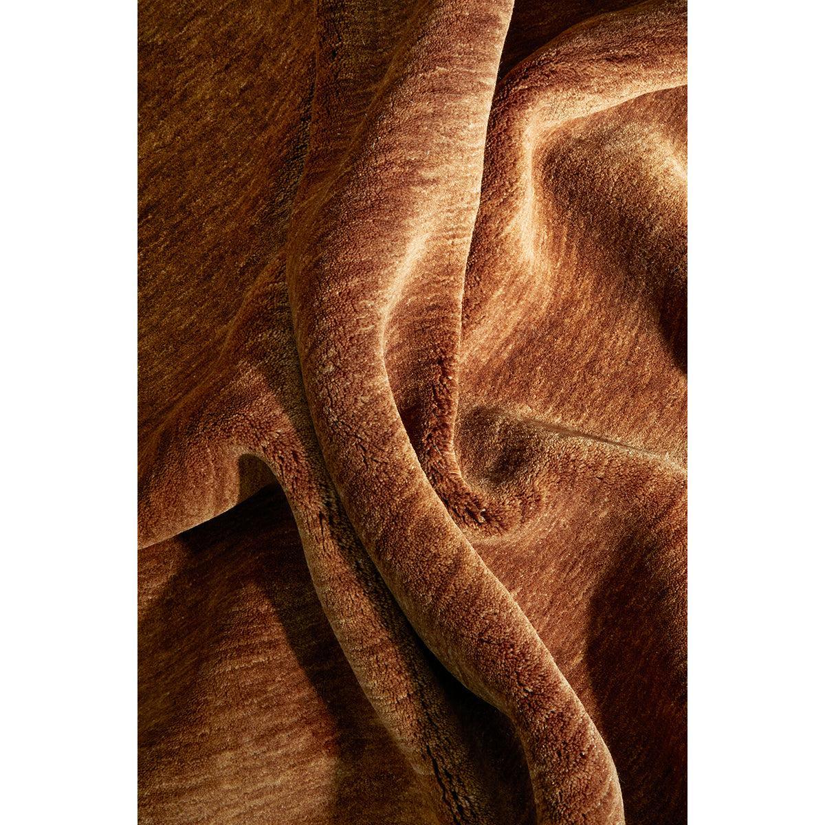 Conscious Loom Kinship Caramel Runner Rug featuring weave in caramel, copper, chestnut on white background loomed wool