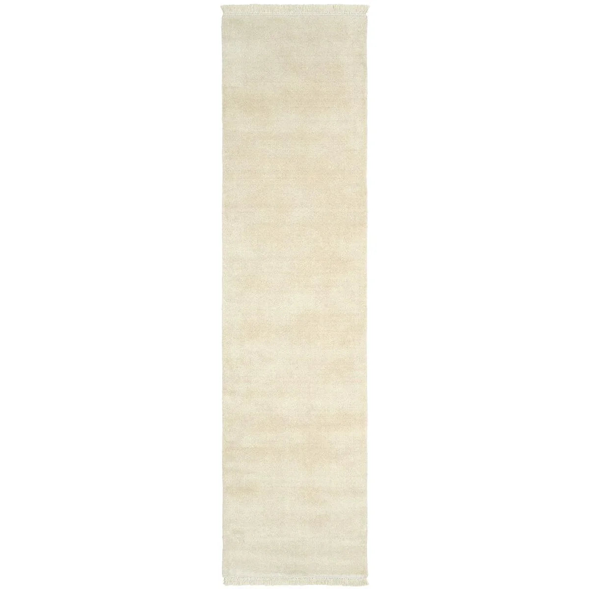 Conscious Loom Kinship Cream Runner Rug featuring solid weave in cream, ivory and beige on white, handwoven wool