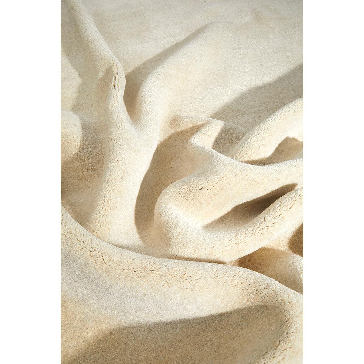 Conscious Loom Kinship Cream Runner Rug featuring textured solid pattern in cream and ivory on white, hand-loomed wool
