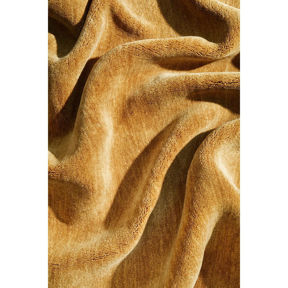 Conscious Loom Kinship Honey Runner Rug featuring textured plush in honey caramel tan on white background, handloom wool