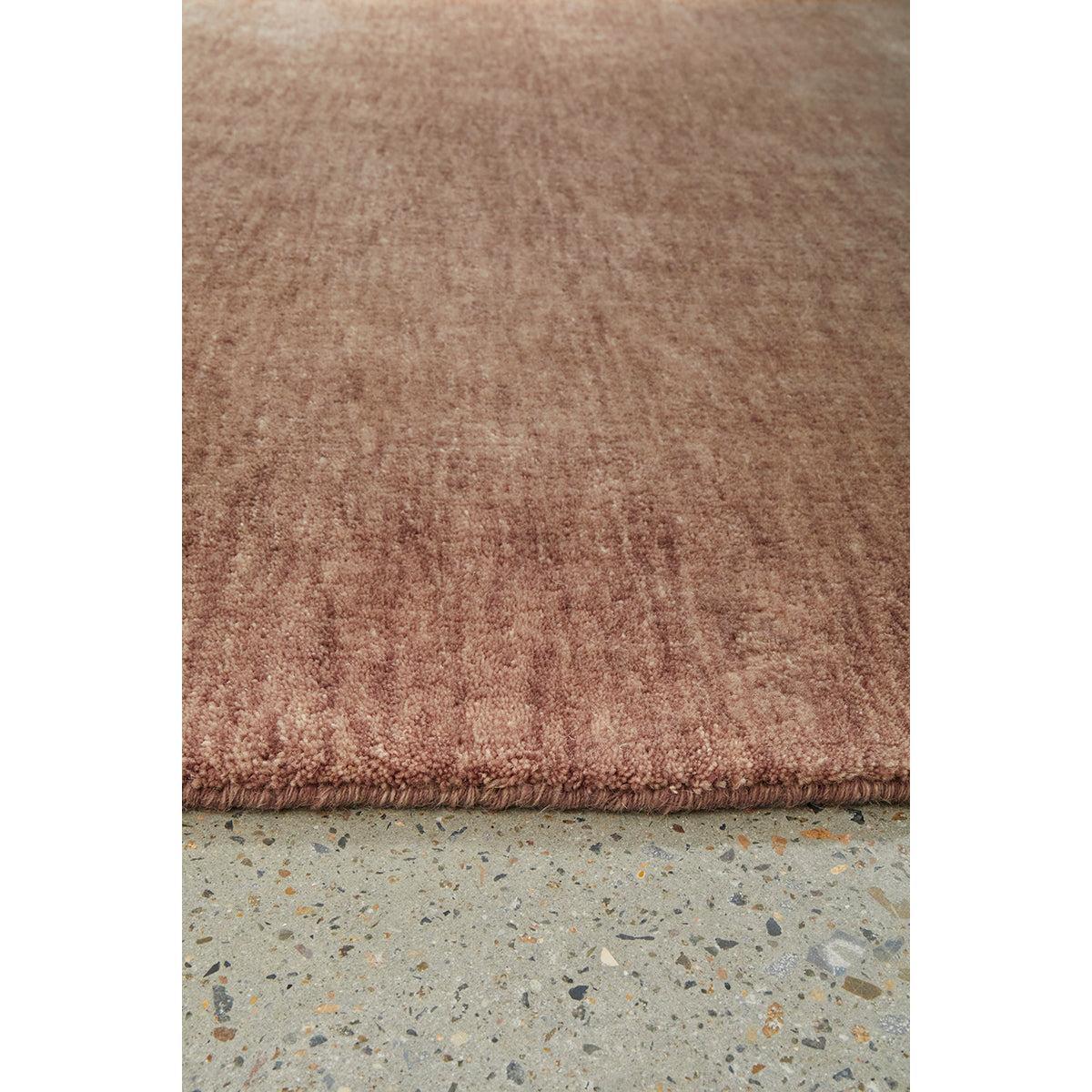 Conscious Loom Kinship Mocha Mousse Runner Rug featuring textured solid in mocha, rose, taupe on grey, hand-woven wool