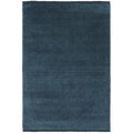 Conscious Loom Kinship Navy Rug featuring tonal gradient texture in navy blue, indigo and slate blue on white background, hand-loomed wool
