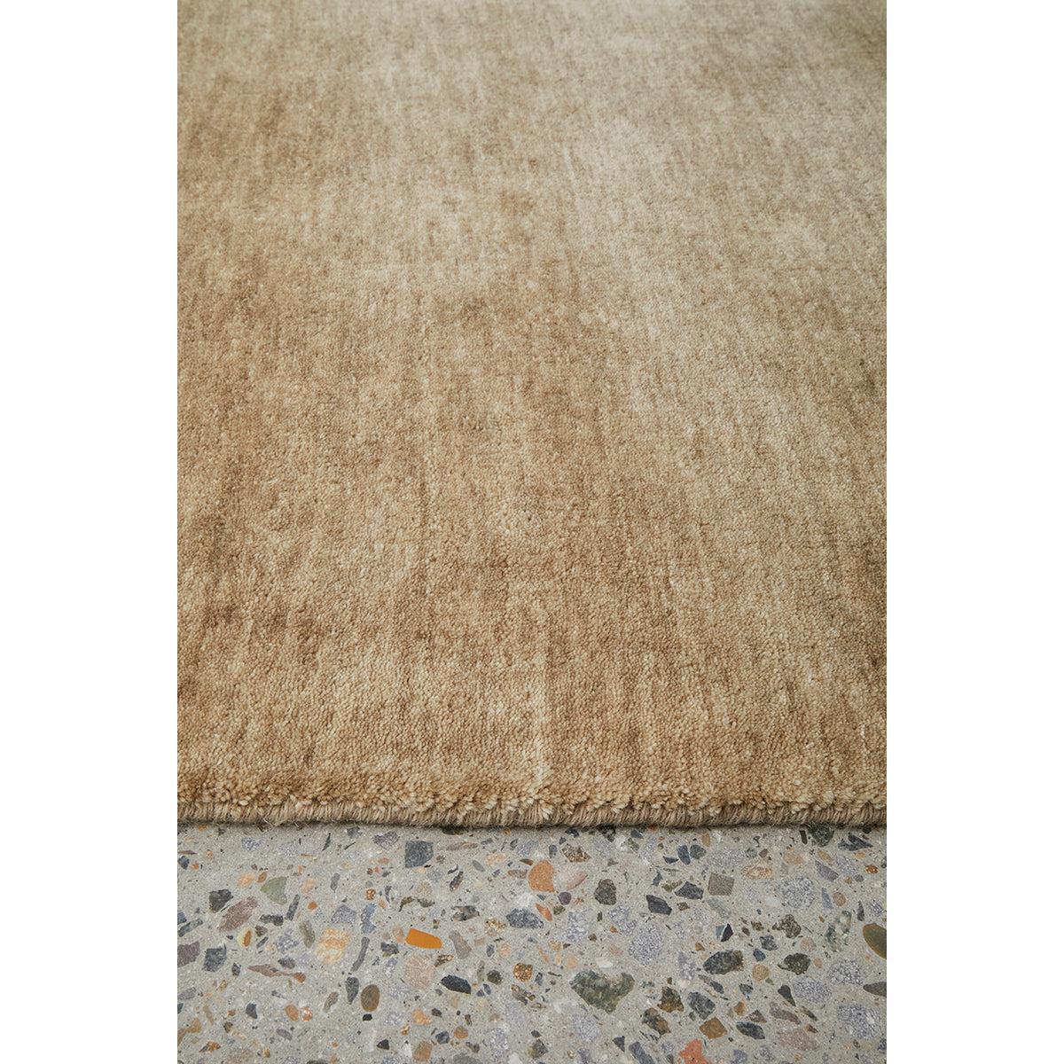 Conscious Loom Kinship Oyster Runner Rug by Rug Culture, textured in oyster beige, taupe and sand on beige, loomed wool