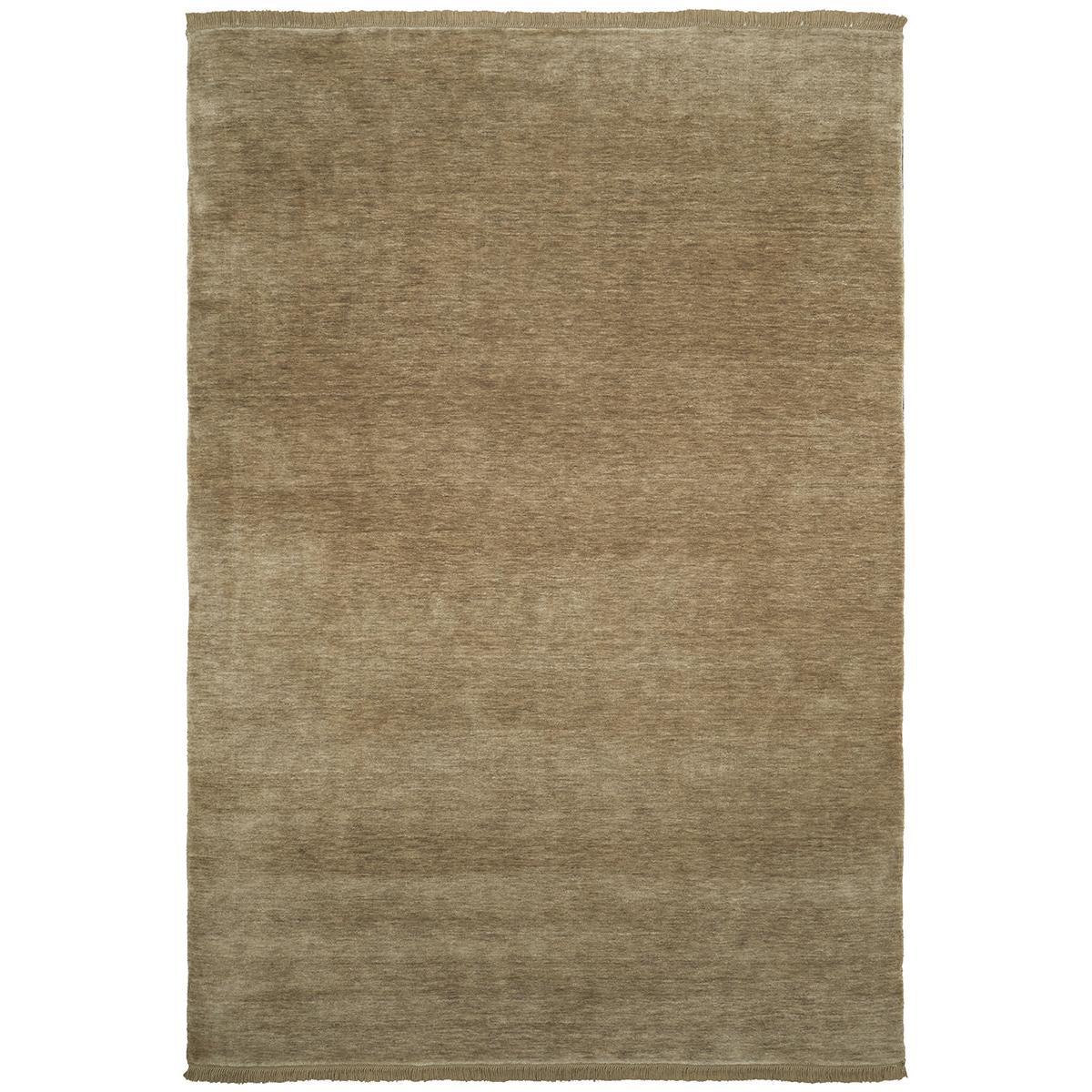Conscious Loom Kinship Oyster Rug featuring solid design in oyster beige, taupe and sand on white, loomed wool
