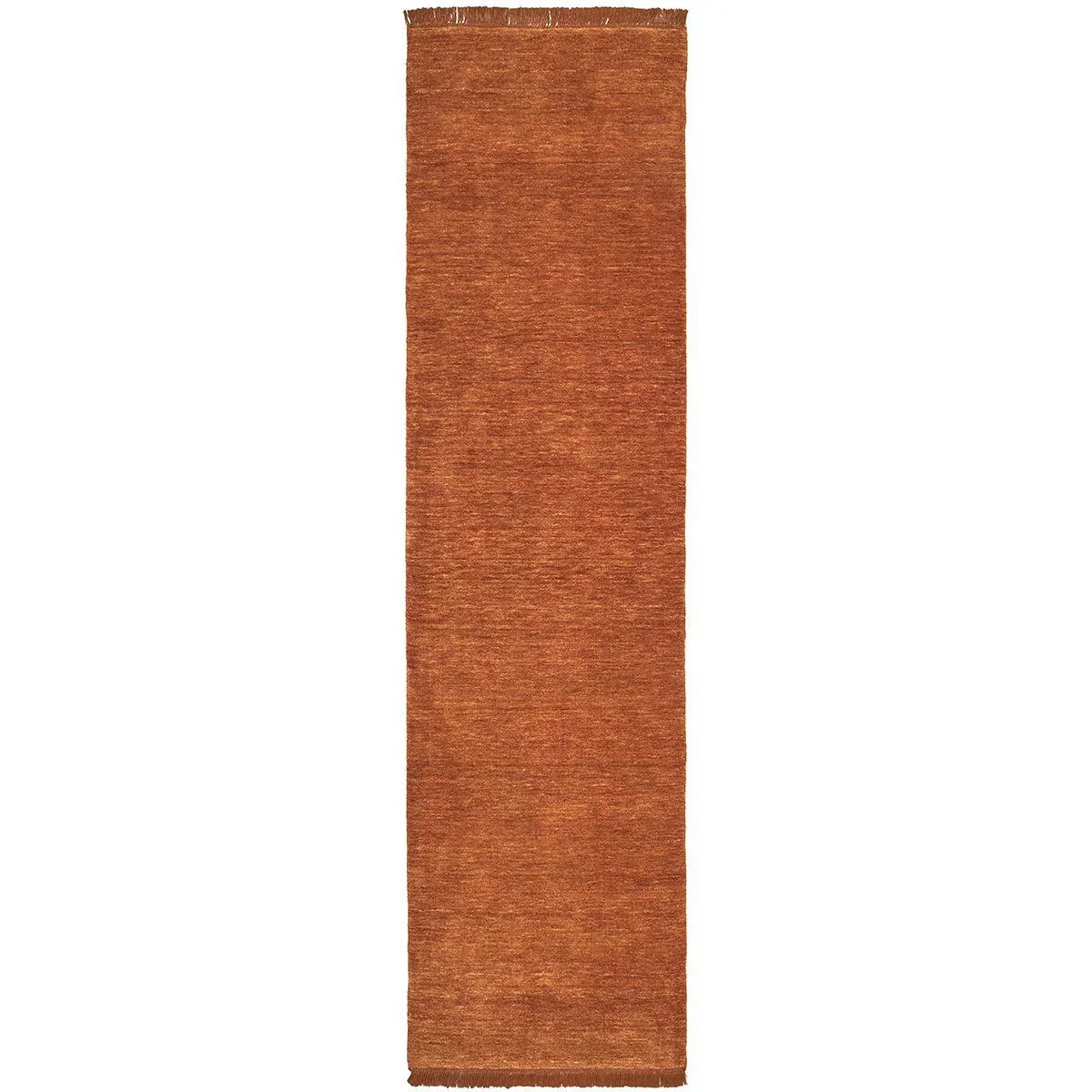 Conscious Loom Kinship Paprika Rug featuring paprika orange, rust and copper on white background, hand-woven wool