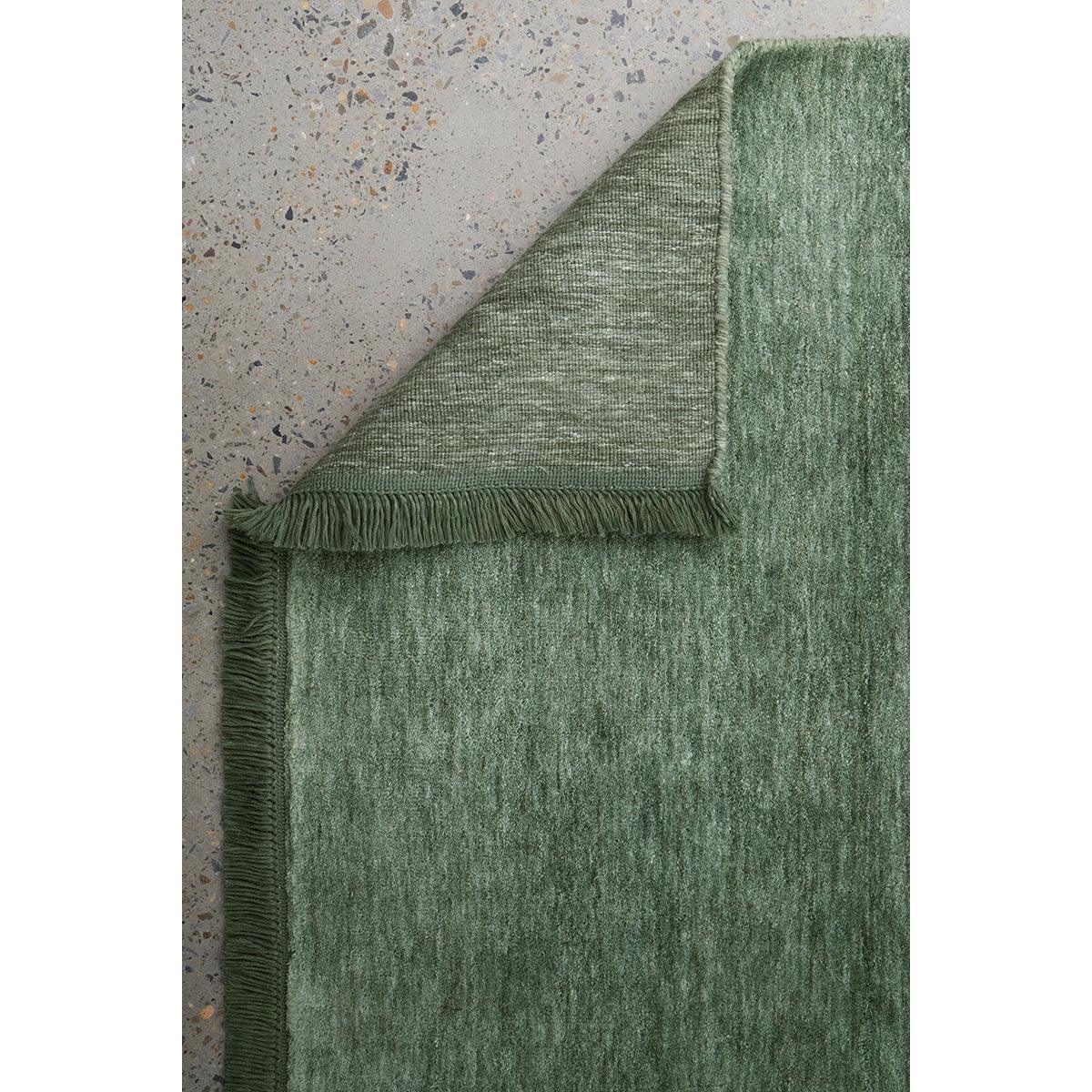 Conscious Loom Kinship Sage Green Runner Rug textured sage-green with moss olive hints on sage backdrop, hand-woven wool