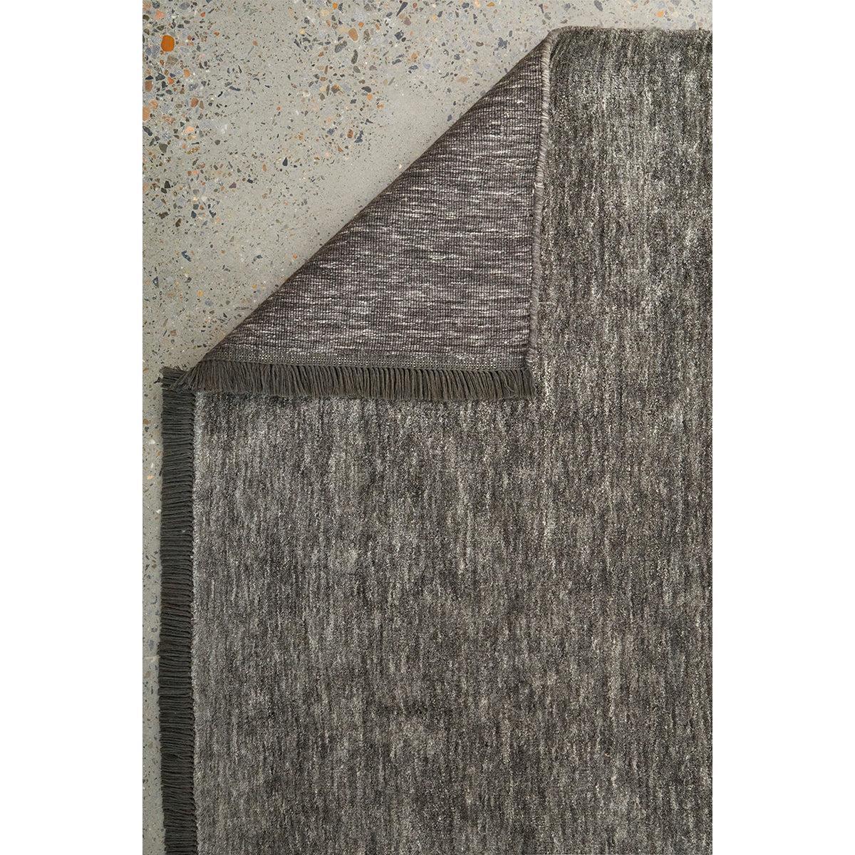 Conscious Loom Kinship Seal Grey Runner Rug featuring marled texture in slate, charcoal and grey on grey, tufted wool