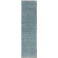 Conscious Loom Kinship Sky Blue Runner Rug featuring subtle gradient in sky blue, steel blue and teal on white background, hand-loomed wool