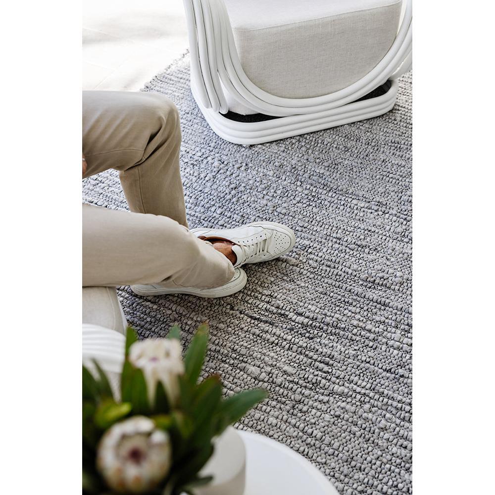 Darren Palmer Bedrock Grey Rug featuring textured loop weave in slate and charcoal on cream backdrop, woven polypropylene