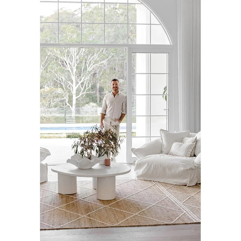 Darren Palmer Earth Natural Rug featuring diamond lattice in tan, beige, ivory on cream background, hand-tufted wool