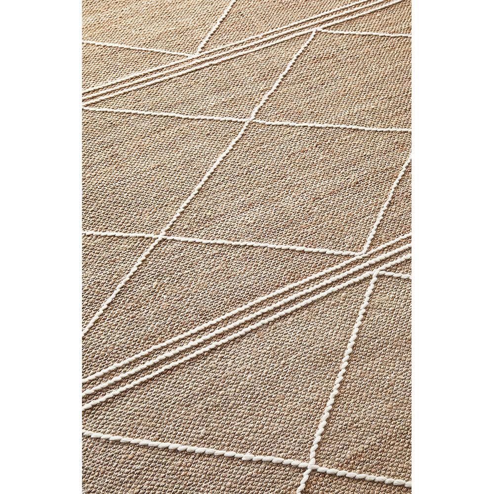 Darren Palmer Earth Natural Rug featuring geometric pattern in beige, cream and ivory on white background handmade jute