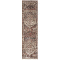 Darren Palmer Heirloom Plum Runner Rug with medallion pattern in plum, taupe, beige on cream backdrop, handtufted wool
