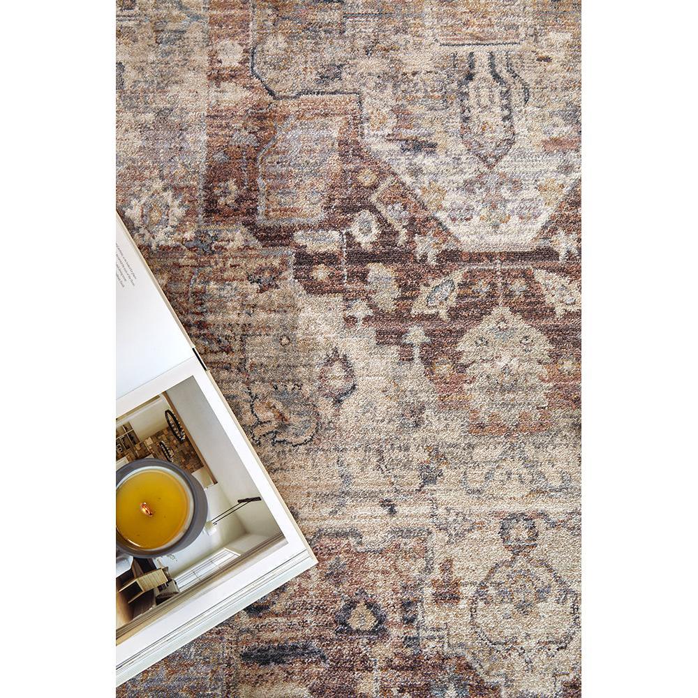 Darren Palmer Heirloom Plum Runner Rug with floral pattern in plum, taupe and beige on ivory background, hand-tufted wool.