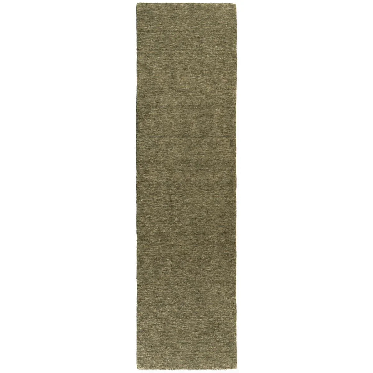 Darren Palmer Legacy Olive Runner Rug featuring solid textured design in olive green on white, machine-made wool