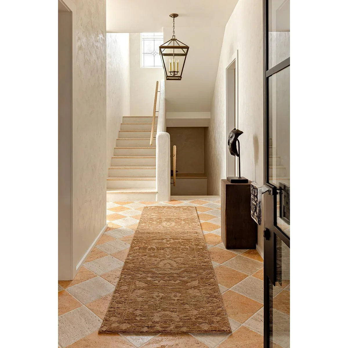 Darren Palmer Malabar Ginger Runner Rug featuring oriental motif in ginger, taupe and cream on beige, hand-tufted wool