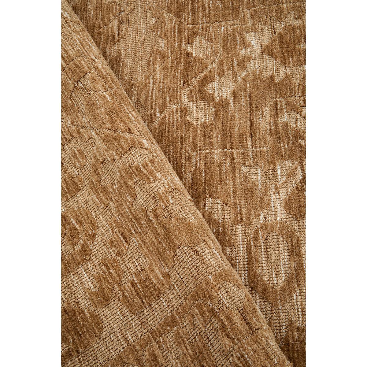Darren Palmer Malabar Ginger Runner Rug featuring abstract pattern in ginger, caramel and ivory on white woven wool