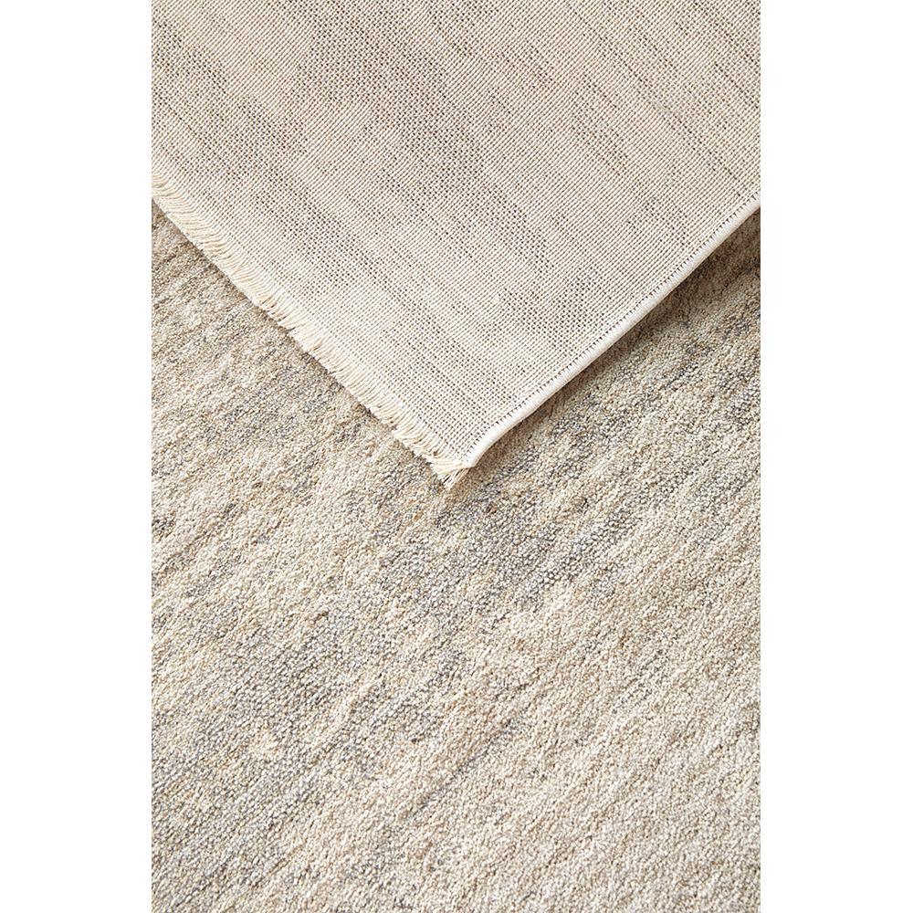Darren Palmer Morgana Stone Runner Rug with textured weave in stone, taupe and cream on beige background, woven wool