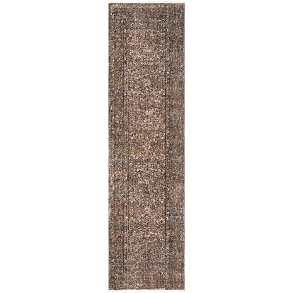 Darren Palmer Moorland Fig Rug featuring distressed oriental pattern in brown, taupe and ivory on coffee, hand-tufted wool
