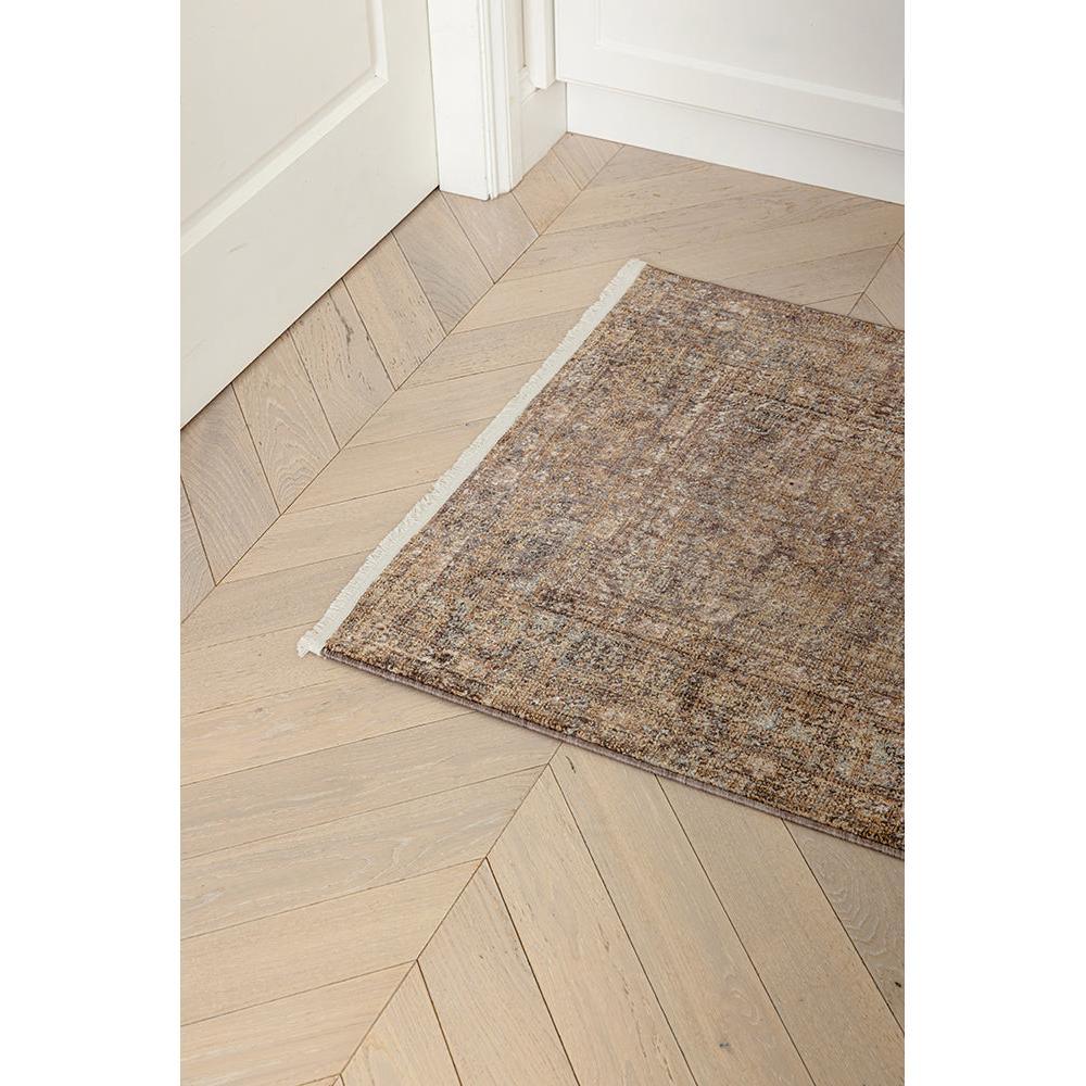 Darren Palmer Moorland Fig Runner Rug featuring taupe/brown/cream in a distressed pattern on beige, power-loomed wool