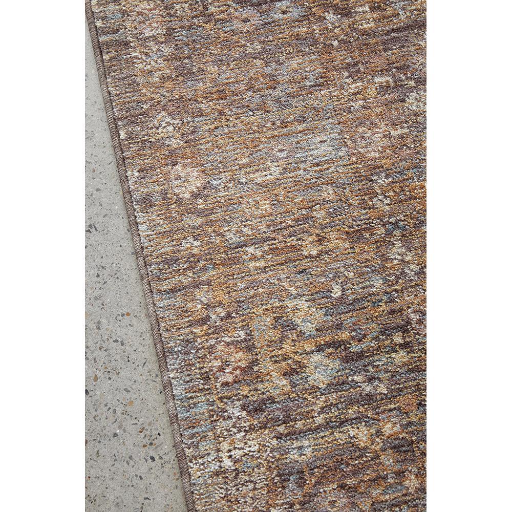 Darren Palmer Moorland Fig Runner Rug featuring abstract pattern in brown, tan, grey-blue and cream on beige