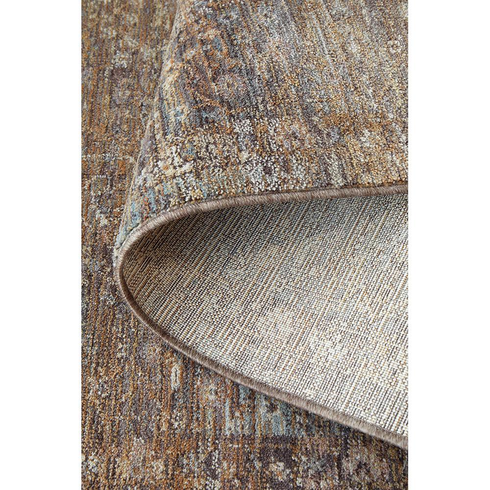 Darren Palmer Moorland Fig Runner Rug featuring distressed pattern in brown, beige and ivory on white, hand-tufted wool