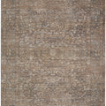 Darren Palmer Moorland Fig Rug featuring distressed vintage in warm brown, taupe and ivory on white background, hand-tufted wool